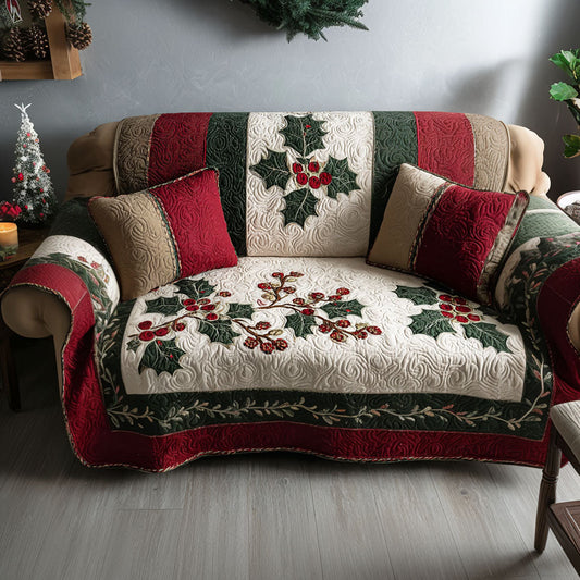 Crimson Berries Quilted Sofa Cover NCU0PT9769