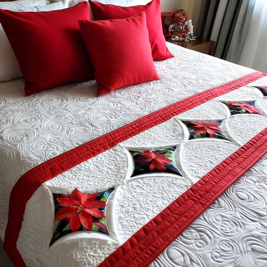 Crimson Bloom Quilted Bed Runner NCU0TV390