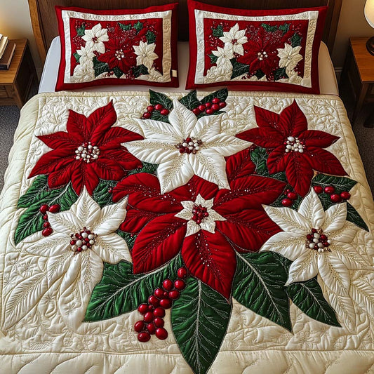 Crimson Blooms 3-Piece Quilted Bedding Set NCU0NT2320