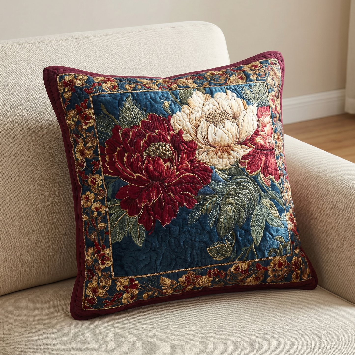 Crimson Bouquet Quilted Pillow Case NCU0XD2432