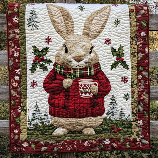 Crimson Bunny Charm Quilted Blanket NCU0XD306