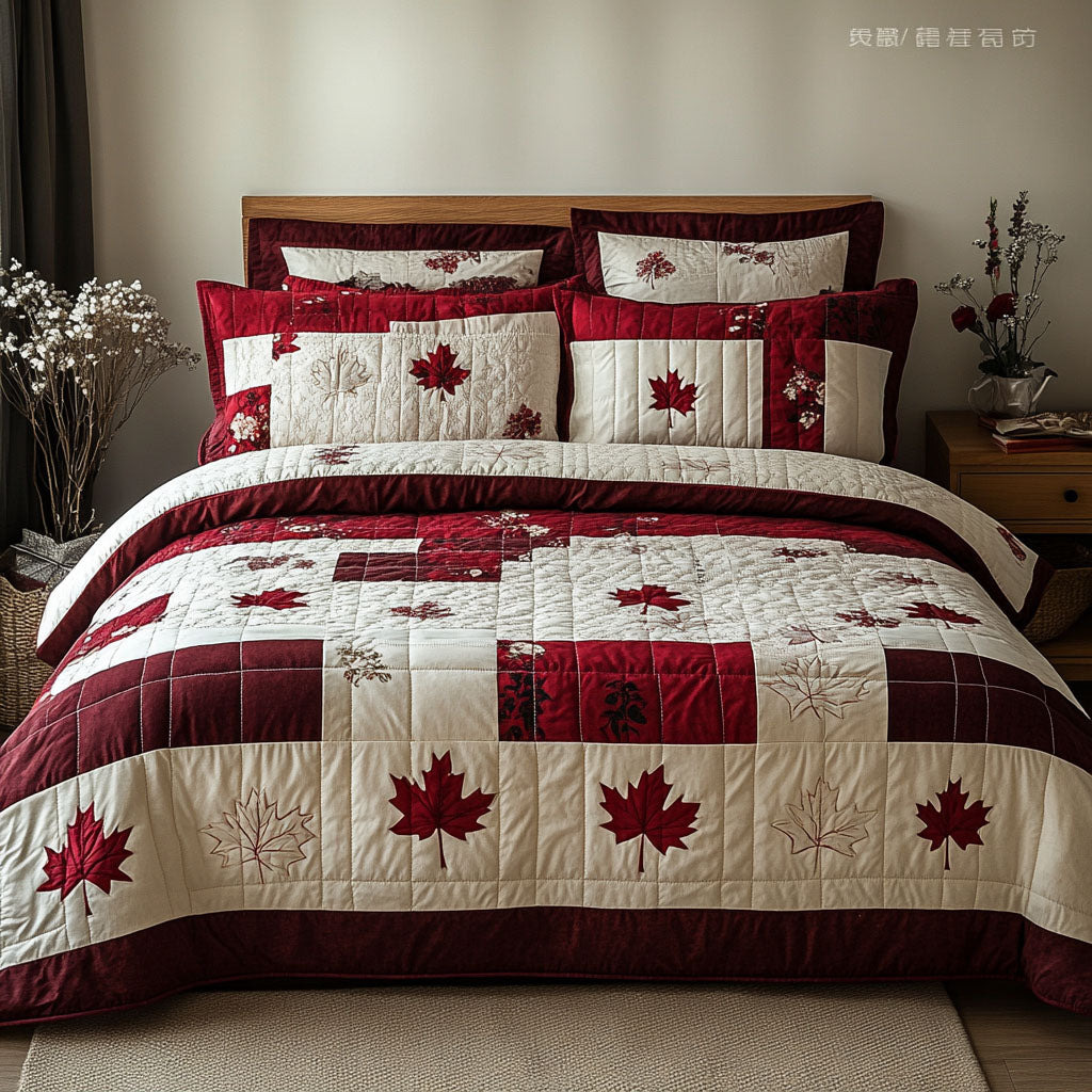 Crimson Canopy 3-Piece Quilted Bedding Set NCU0PT5026