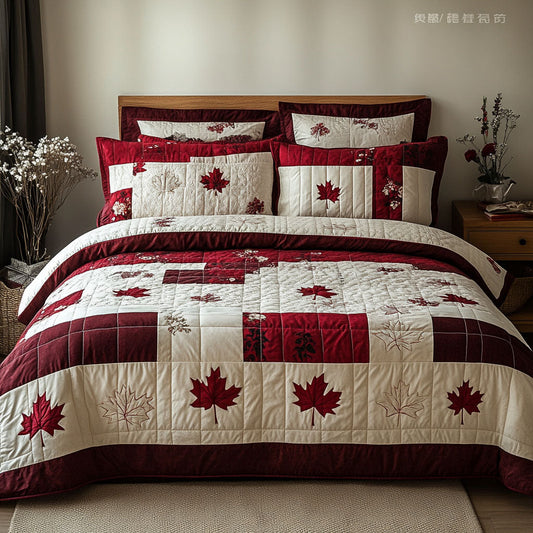 Crimson Canopy 3-Piece Quilted Bedding Set NCU0PT5026