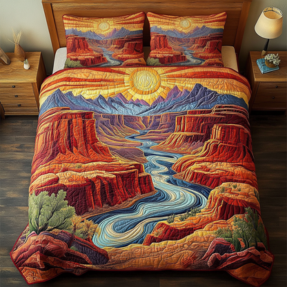 Crimson Canyons 3-Piece Quilted Bedding Set NCU0VH4357