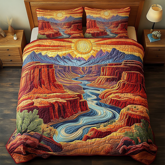 Crimson Canyons 3-Piece Quilted Bedding Set NCU0VH4357