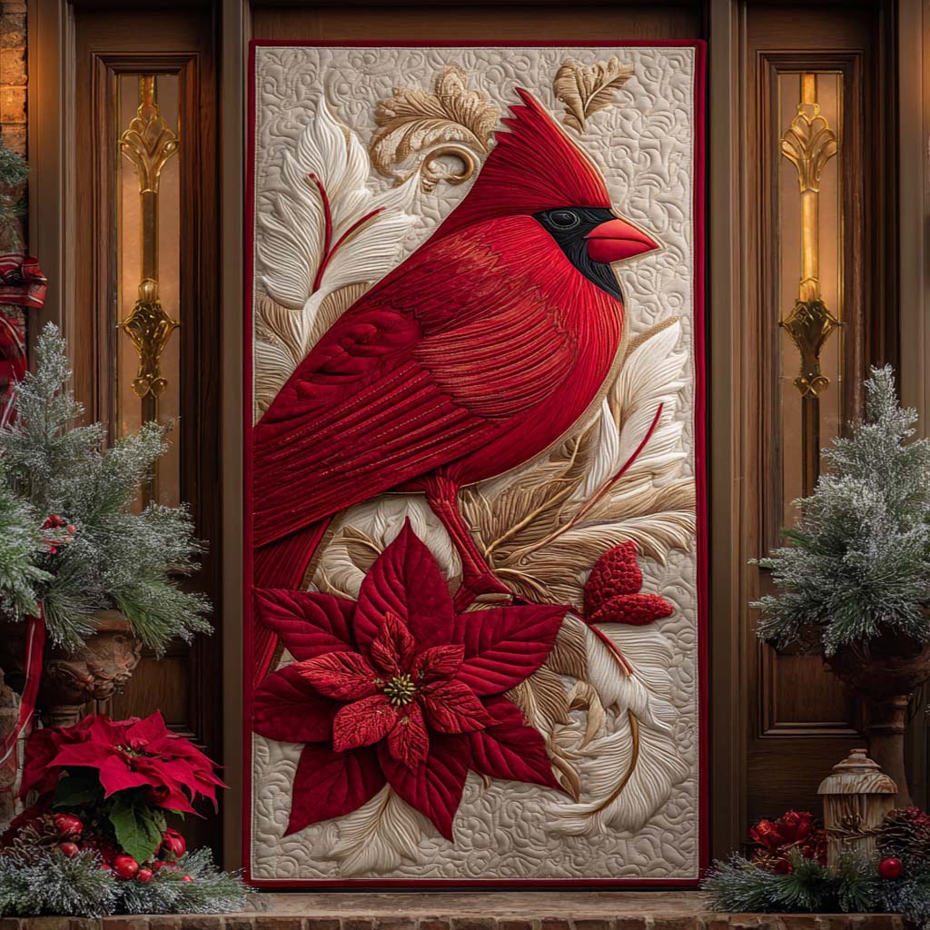 Crimson Cardinal Joy Quilted Door Cover NCU0XD1622