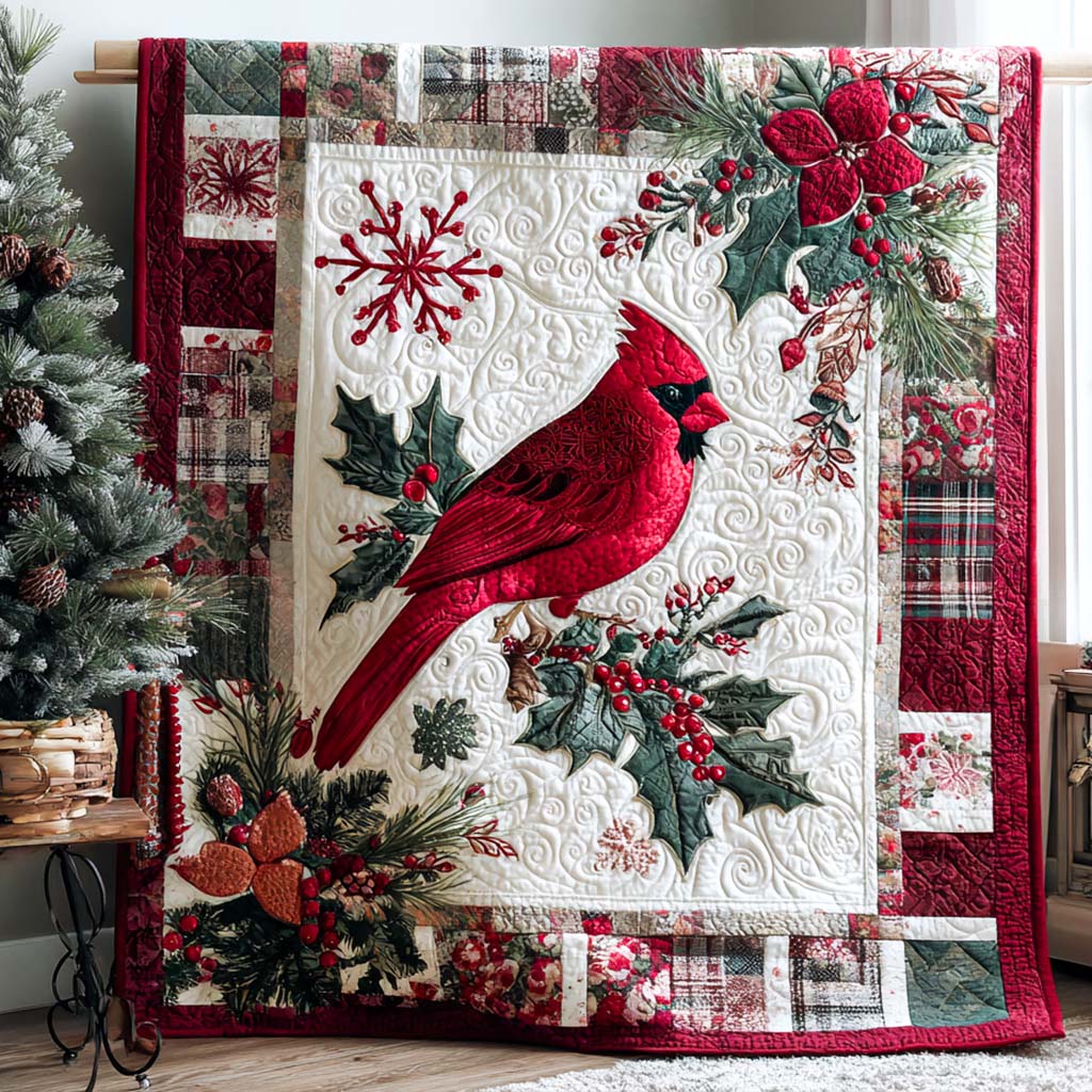 Crimson Cardinal Quilted Blanket NCU0NT9848