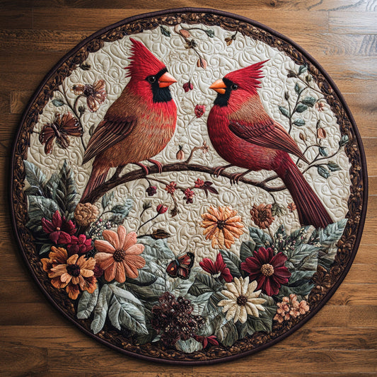 Crimson Cardinal Quilted Round Mat NCU0DV6852