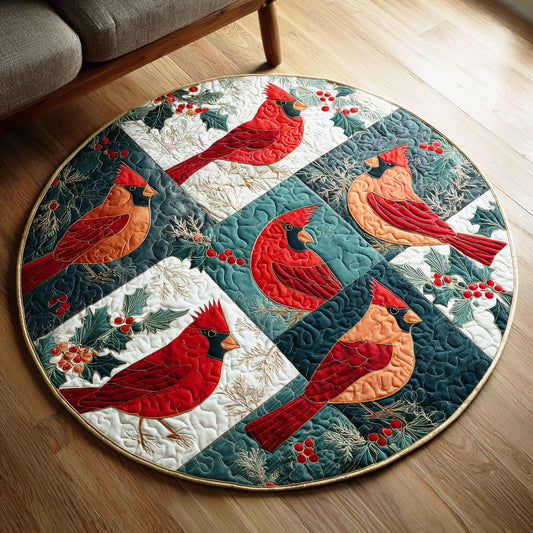 Crimson Cardinal Quilted Round Mat NCU0TD608