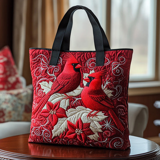 Crimson Cardinal Quilted Tote Bag NCU0DV6880