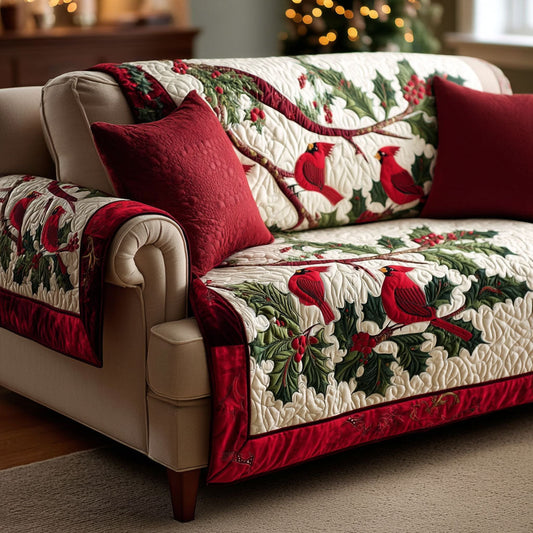 Crimson Cardinals Quilted Sofa Cover NCU0TV434