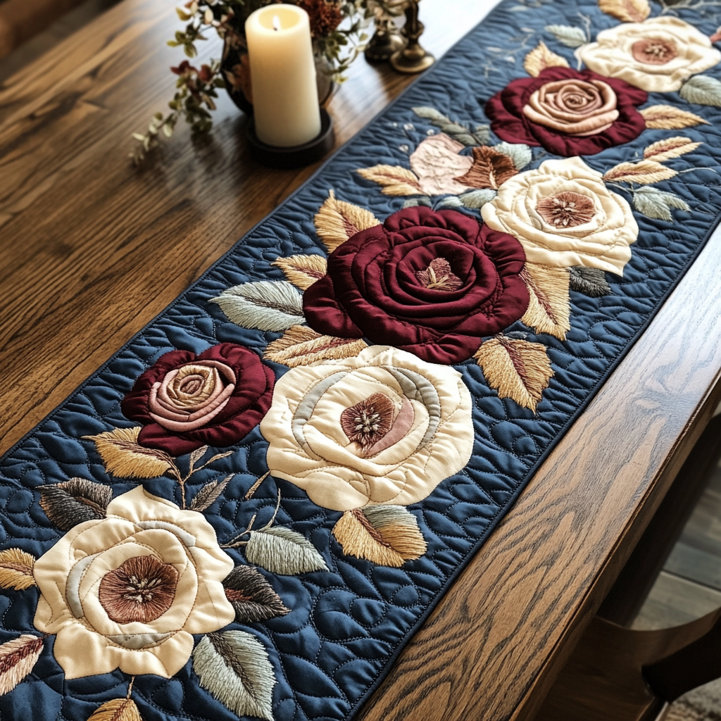 Crimson Charm Quilted Table Runner NCU0VH4371