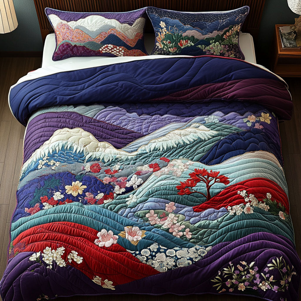 Crimson Cherry 3-Piece Quilted Bedding Set NCU0PT6531