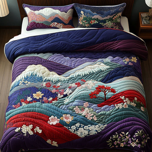 Crimson Cherry 3-Piece Quilted Bedding Set NCU0PT6531