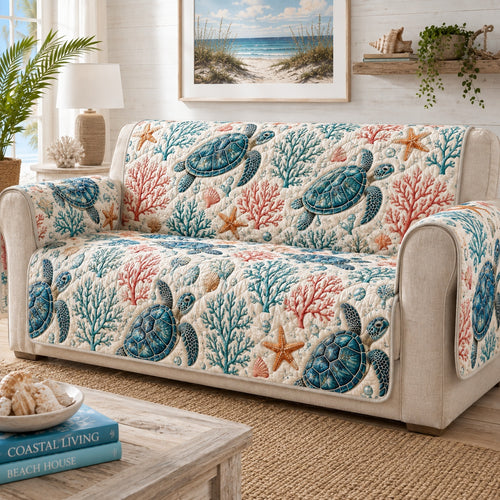 Crimson Coral Gliders Quilted Sofa Cover NCU0VL3937