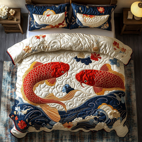 Crimson Current 3-Piece Quilted Bedding Set NCU0DV6892