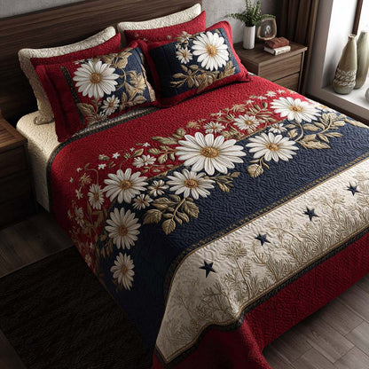 Crimson Daisy 3-Piece Quilted Bedding Set NCU0HH1877