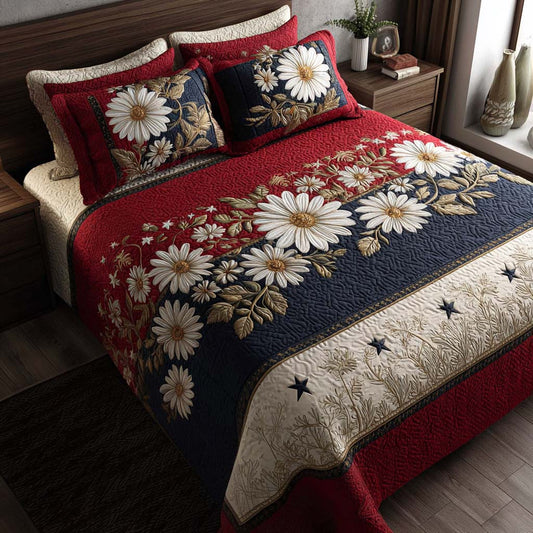 Crimson Daisy 3-Piece Quilted Bedding Set NCU0HH1877