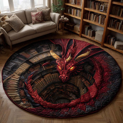 Crimson Dragon Guard Quilted Round Mat NCU0HH1858