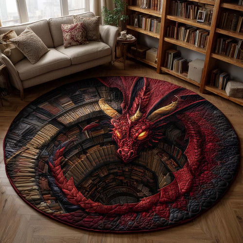 Crimson Dragon Guard Quilted Round Mat NCU0HH1858