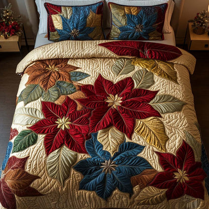 Crimson Dreams 3-Piece Quilted Bedding Set NCU0NT1987