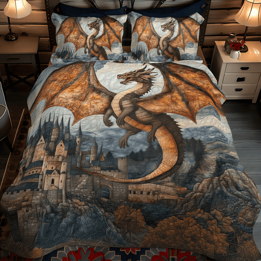 Crimson Ember 3-Piece Quilted Bedding Set NCU0DV2402