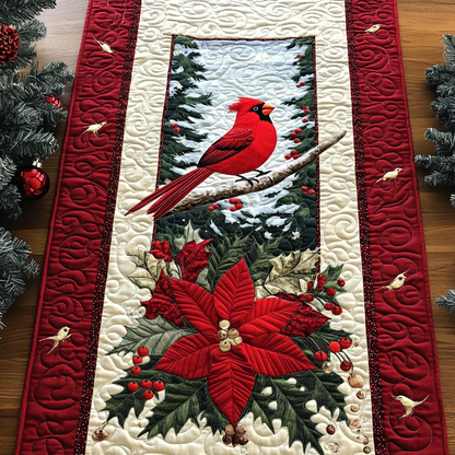 Crimson Feathered Majesty Quilted Table Runner NCU0DK1587