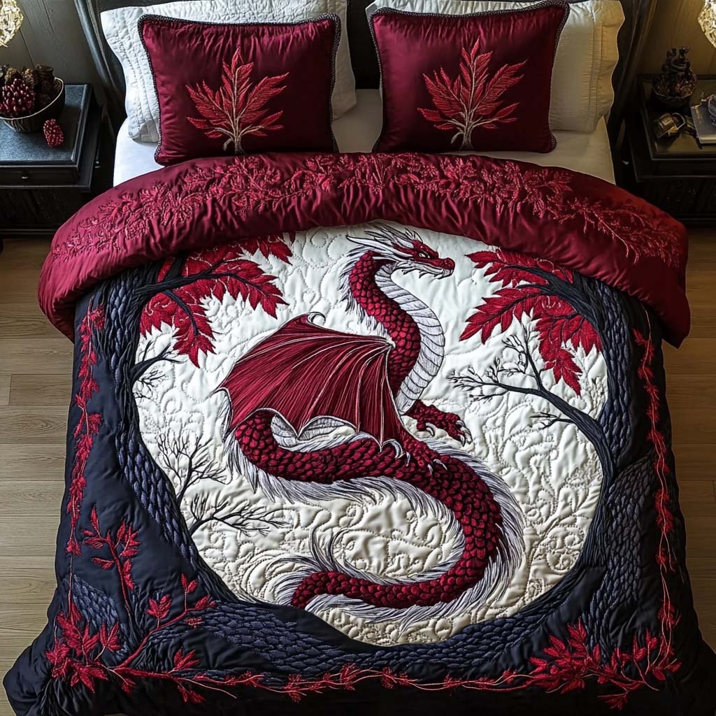 Dragon 3-Piece Quilted Bedding Set NCU0VT194