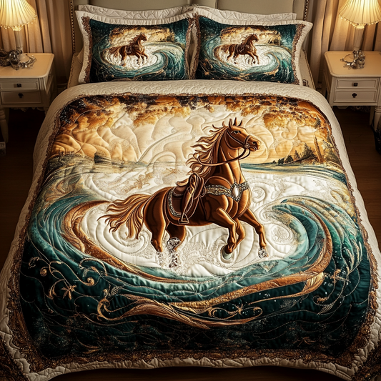 Crimson Gallop 3-Piece Quilted Bedding Set NCU0VH1454