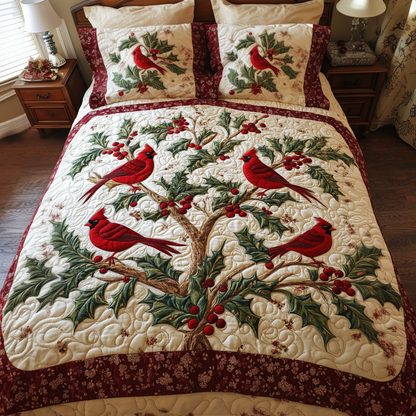 Crimson Glow 3-Piece Quilted Bedding Set NCU0VH1116