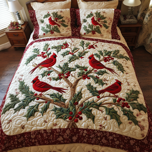 Crimson Glow 3-Piece Quilted Bedding Set NCU0VH1116