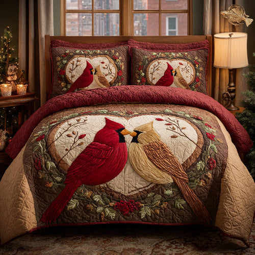 Crimson Heart 3-Piece Quilted Bedding Set NCU0DV8920