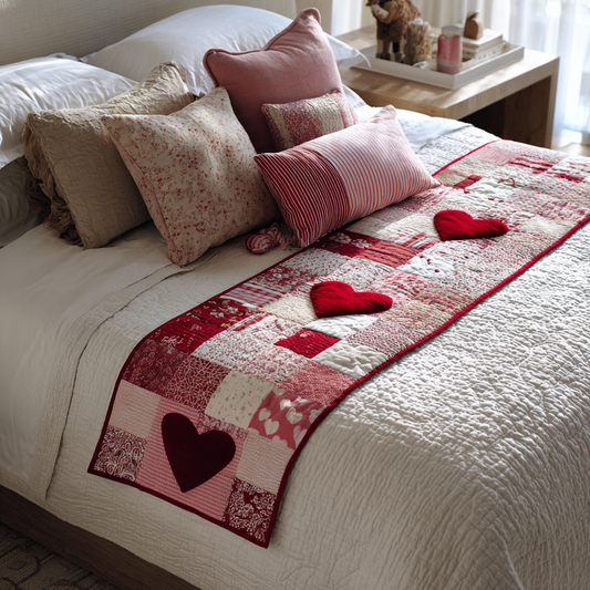Crimson Heart Quilted Bed Runner NCU0DK8965