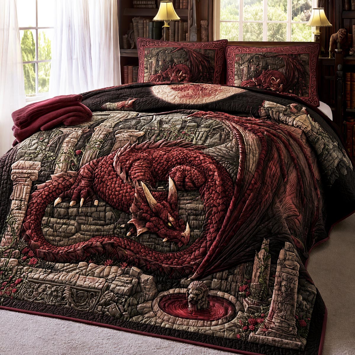 Crimson Hearthguard 3-Piece Quilted Bedding Set NCU0DV10038
