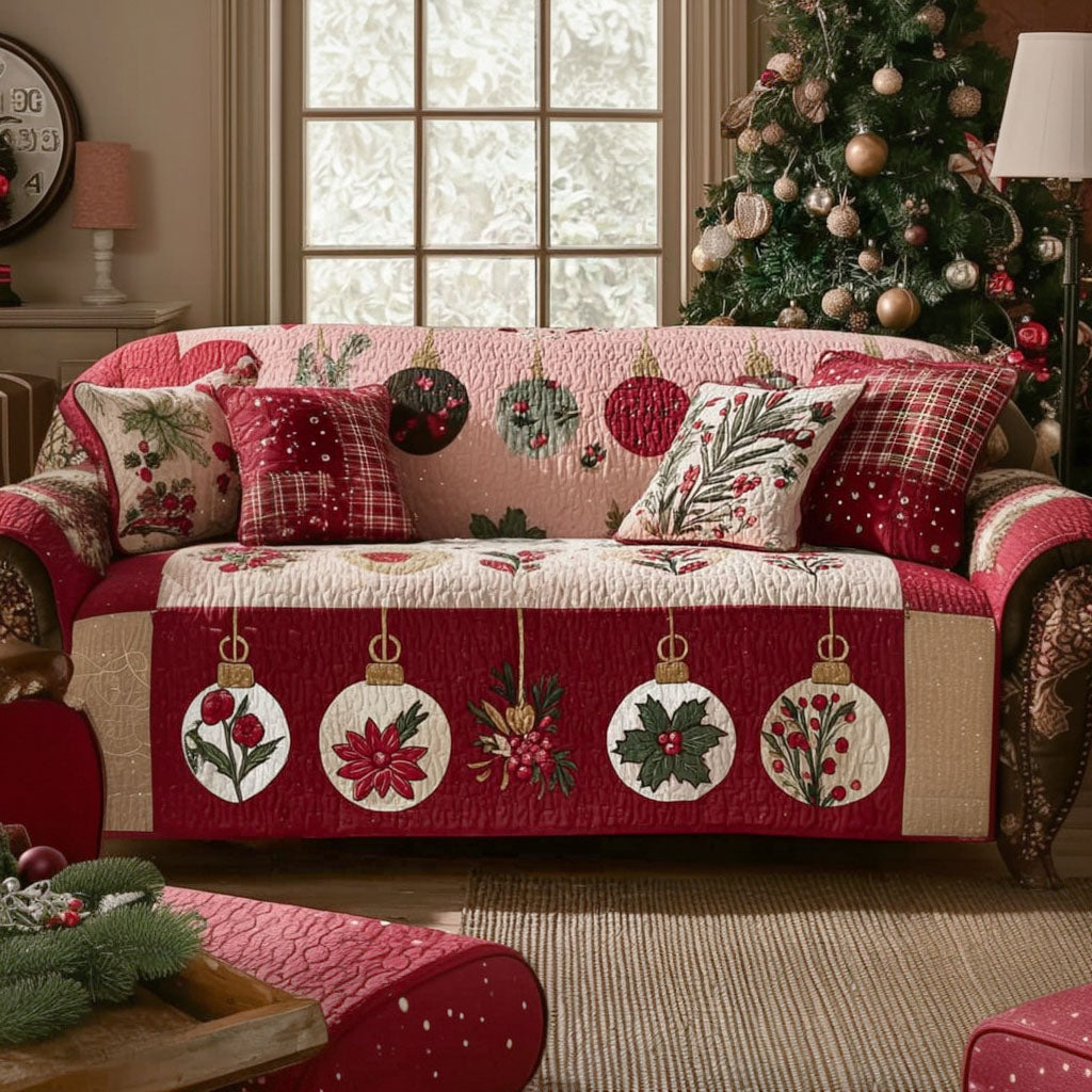 Crimson Holiday Glow Quilted Sofa Cover NCU0PT10591