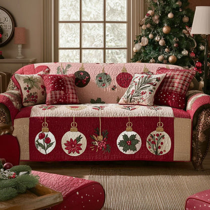 Crimson Holiday Glow Quilted Sofa Cover NCU0PT10591