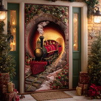 Crimson Holiday Train Quilted Door Cover NCU0XD1586
