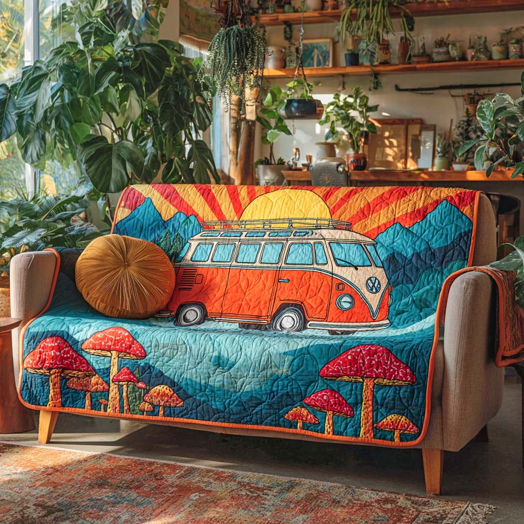 Crimson Horizon Quilted Sofa Cover NCU0XD1295