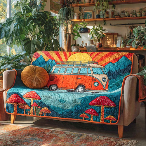 Crimson Horizon Quilted Sofa Cover NCU0XD1295