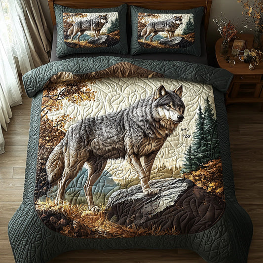 Crimson Howl 3-Piece Quilted Bedding Set NCU0DV6435