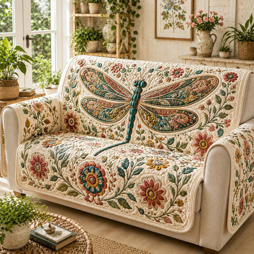 Crimson Jewel Flight Quilted Sofa Cover NCU0VL3830