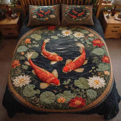 Crimson Koi 3-Piece Quilted Bedding Set NCU0XD2627