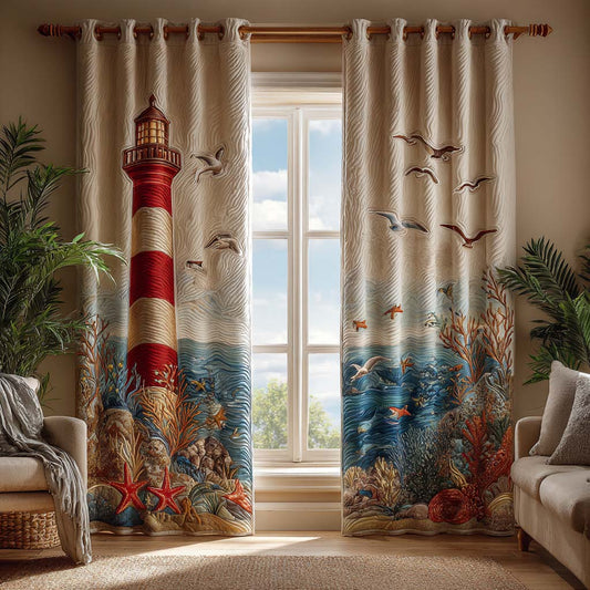 Crimson Lighthouse Quilted Curtains NCU0HH1772