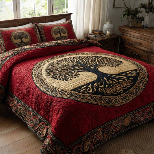 Crimson Lineage 3-Piece Quilted Bedding Set NCU0XD2391