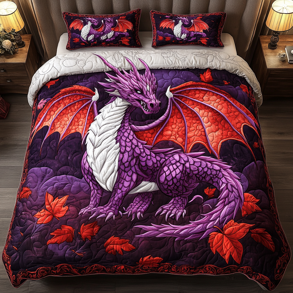 Crimson Majesty 3-Piece Quilted Bedding Set NCU0NT3803