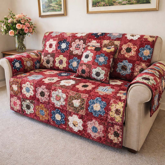 Crimson Meadow Quilted Sofa Cover NCU0XD2548