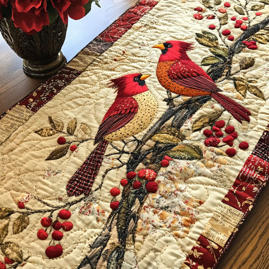 Crimson Melody Quilted Table Runner NCU0NT4981
