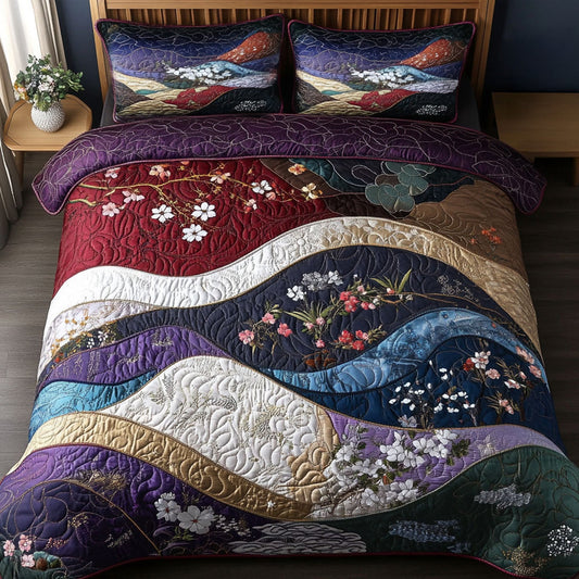 Crimson Mountains 3-Piece Quilted Bedding Set NCU0PT6532
