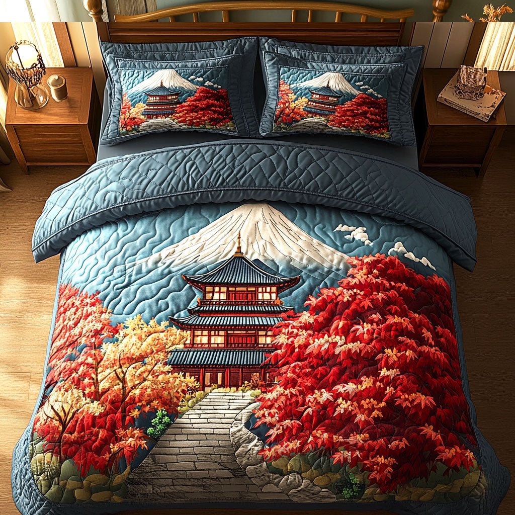 Crimson Pagoda 3-Piece Quilted Bedding Set NCU0NT7381