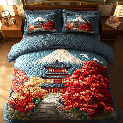 Crimson Pagoda 3-Piece Quilted Bedding Set NCU0NT7381